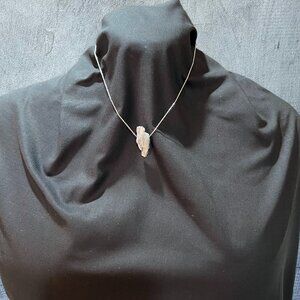 NWOT - Delicate slate blue grey raw Kyanite stone necklace with silver chain